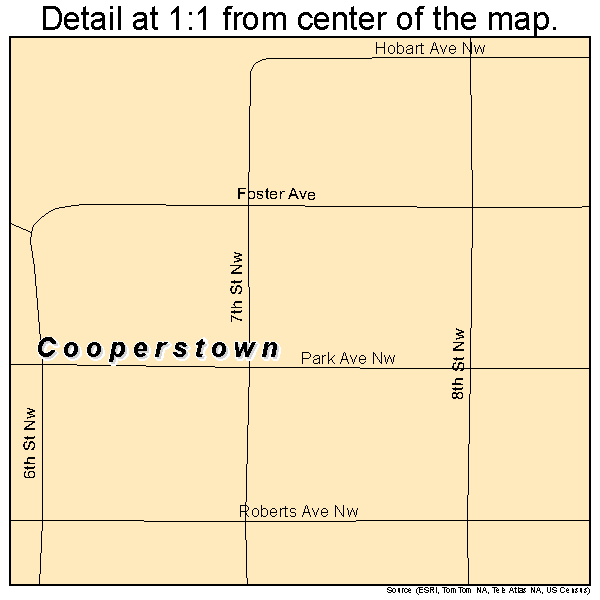 Cooperstown, North Dakota road map detail