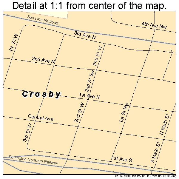 Crosby, North Dakota road map detail