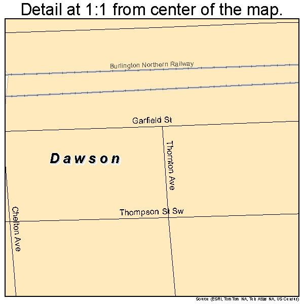 Dawson, North Dakota road map detail