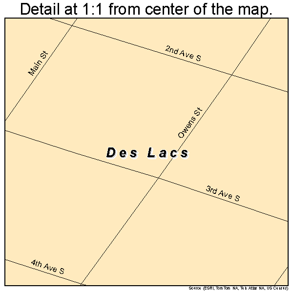 Des Lacs, North Dakota road map detail