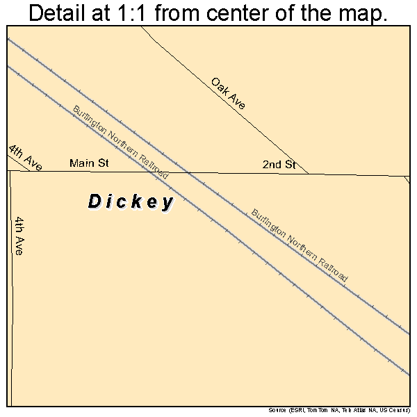 Dickey, North Dakota road map detail