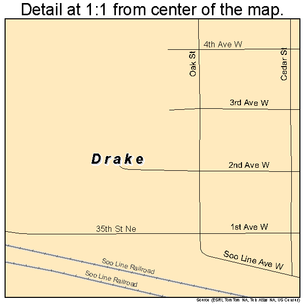 Drake, North Dakota road map detail
