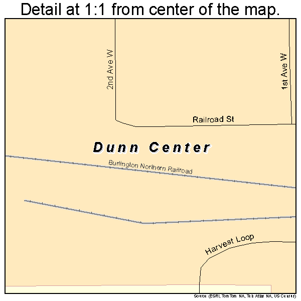 Dunn Center, North Dakota road map detail