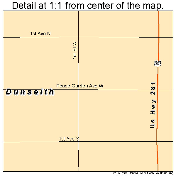 Dunseith, North Dakota road map detail