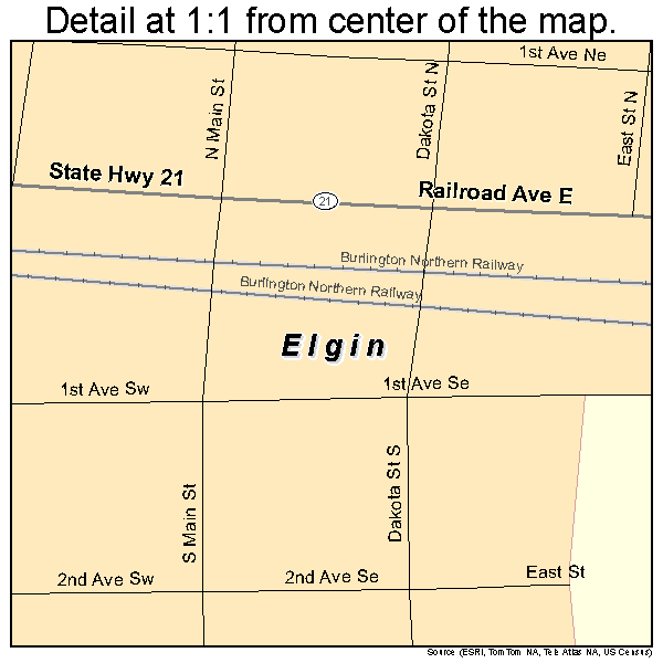 Elgin, North Dakota road map detail
