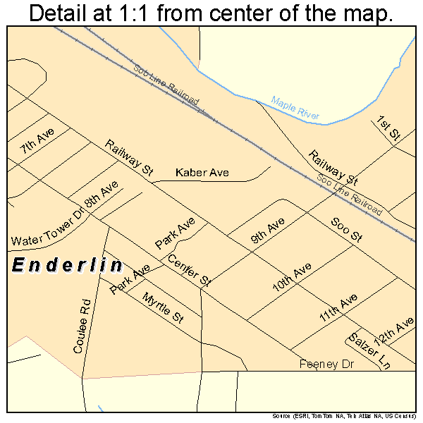 Enderlin, North Dakota road map detail