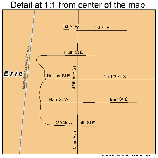 Erie, North Dakota road map detail