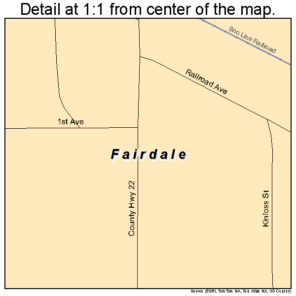 Fairdale, North Dakota road map detail