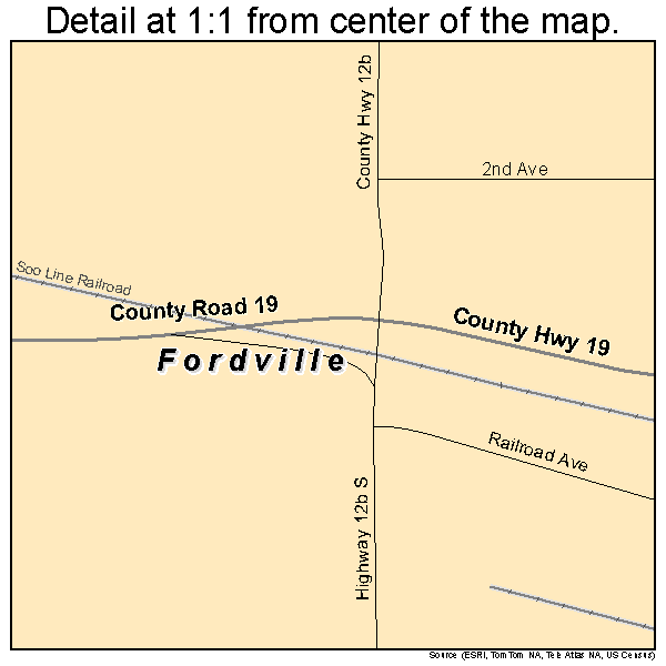 Fordville, North Dakota road map detail