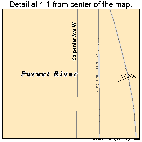 Forest River, North Dakota road map detail