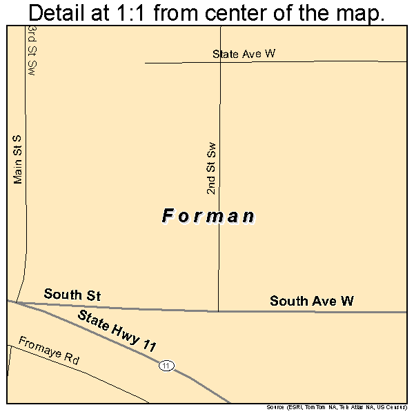 Forman, North Dakota road map detail