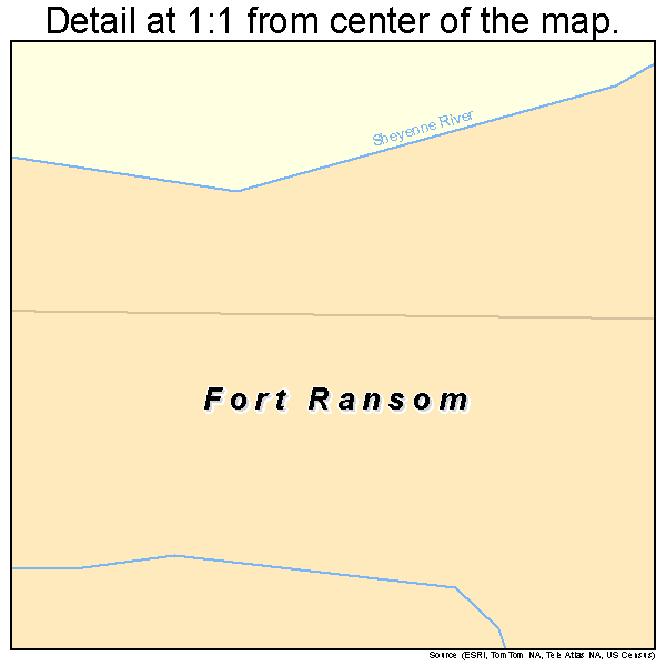 Fort Ransom, North Dakota road map detail