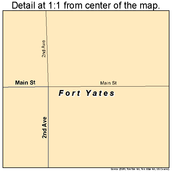Fort Yates, North Dakota road map detail