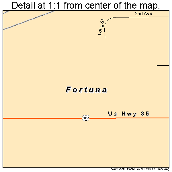 Fortuna, North Dakota road map detail