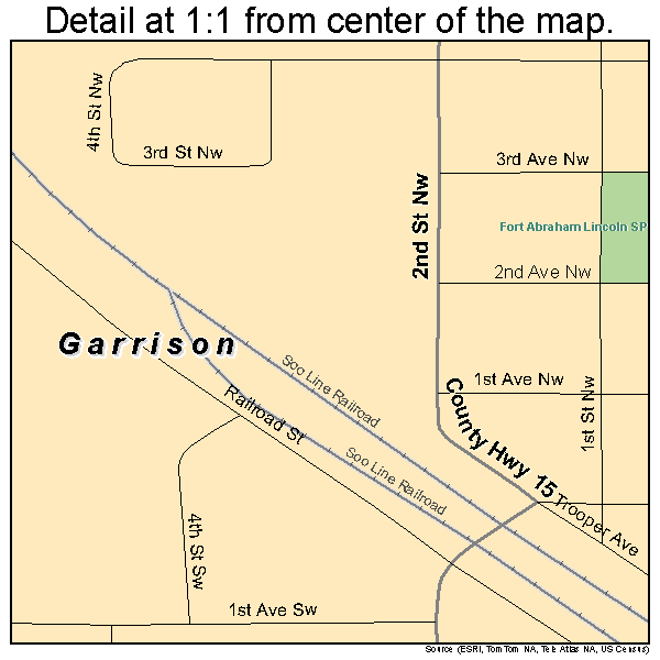 Garrison, North Dakota road map detail