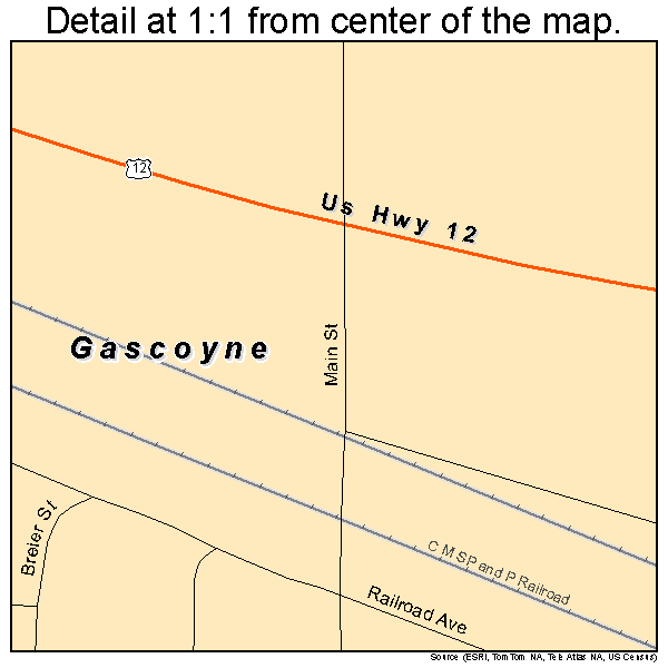 Gascoyne, North Dakota road map detail