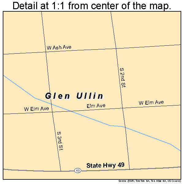 Glen Ullin, North Dakota road map detail