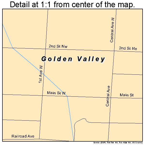 Golden Valley, North Dakota road map detail