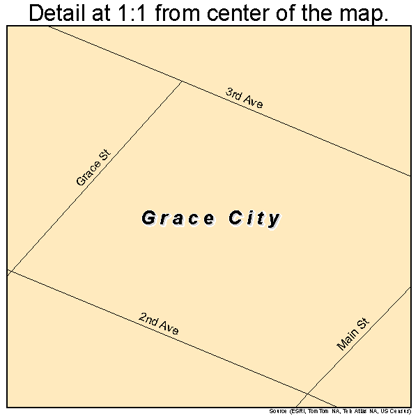Grace City, North Dakota road map detail