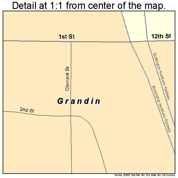 Grandin, North Dakota road map detail