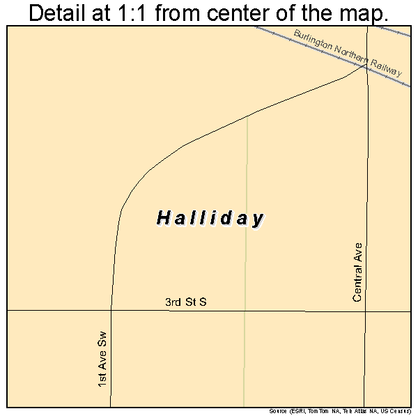 Halliday, North Dakota road map detail