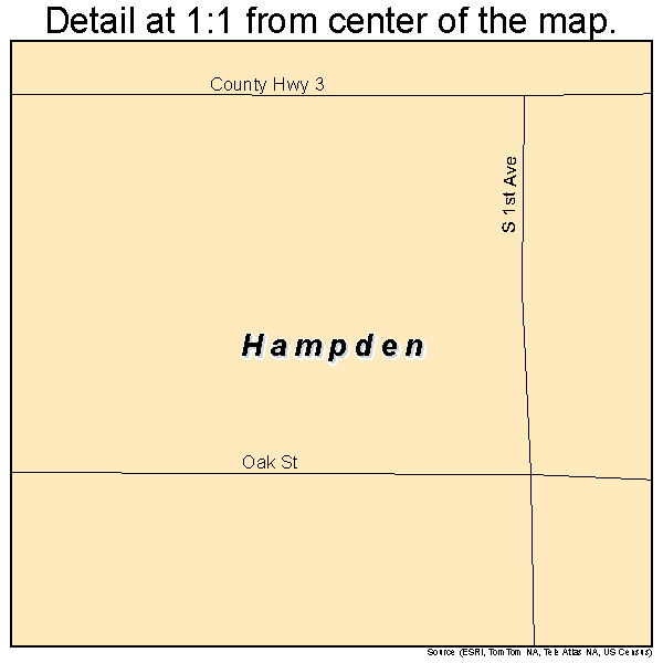 Hampden, North Dakota road map detail