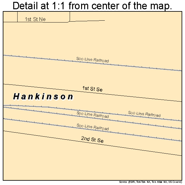 Hankinson, North Dakota road map detail
