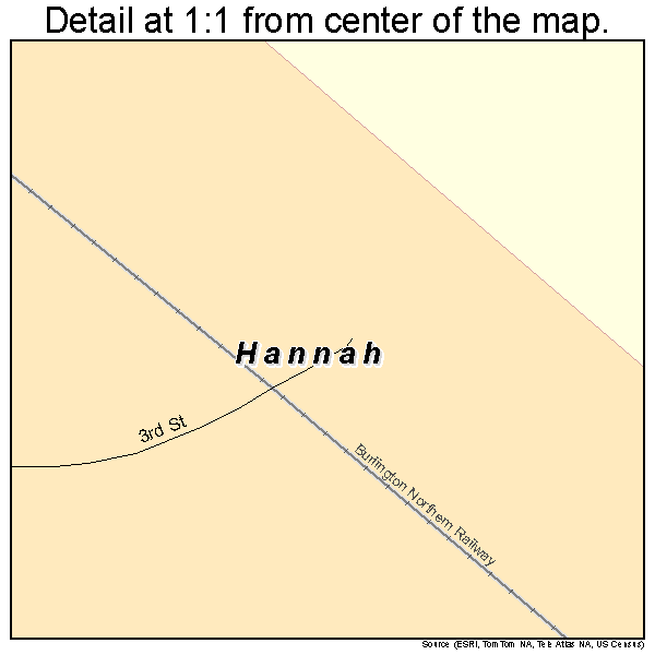 Hannah, North Dakota road map detail