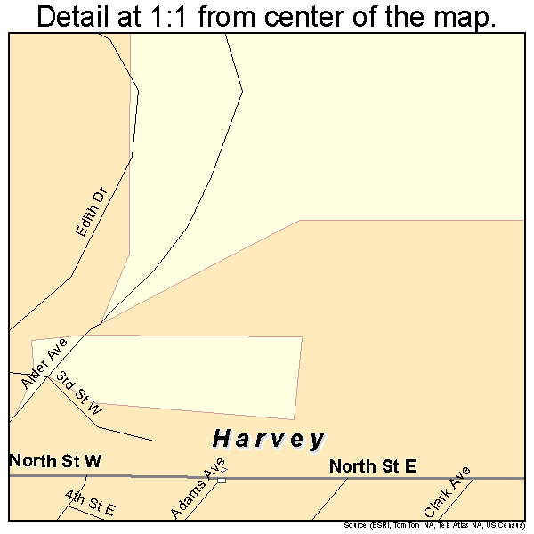Harvey, North Dakota road map detail