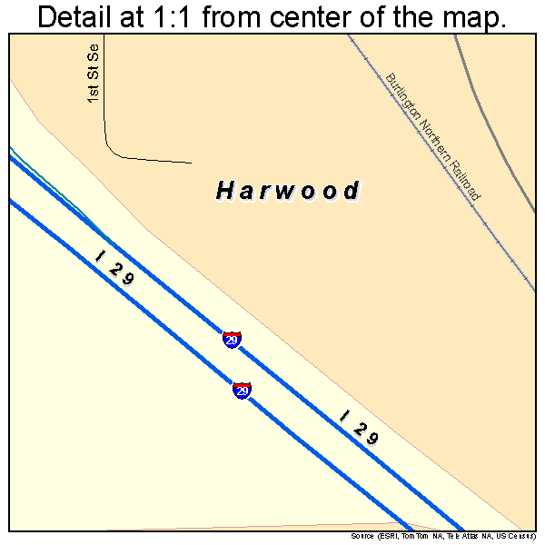 Harwood, North Dakota road map detail