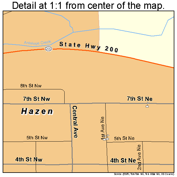 Hazen, North Dakota road map detail