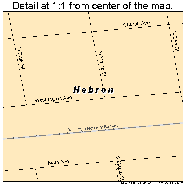 Hebron, North Dakota road map detail