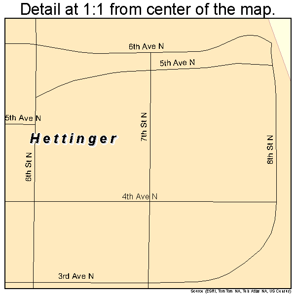 Hettinger, North Dakota road map detail