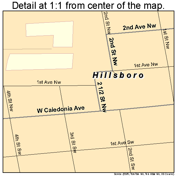 Hillsboro, North Dakota road map detail