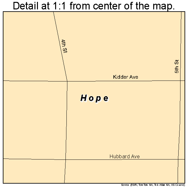 Hope, North Dakota road map detail