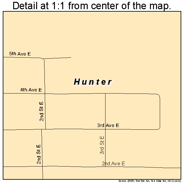 Hunter, North Dakota road map detail