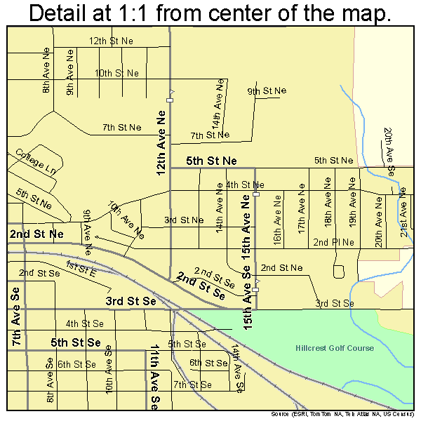Jamestown, North Dakota road map detail