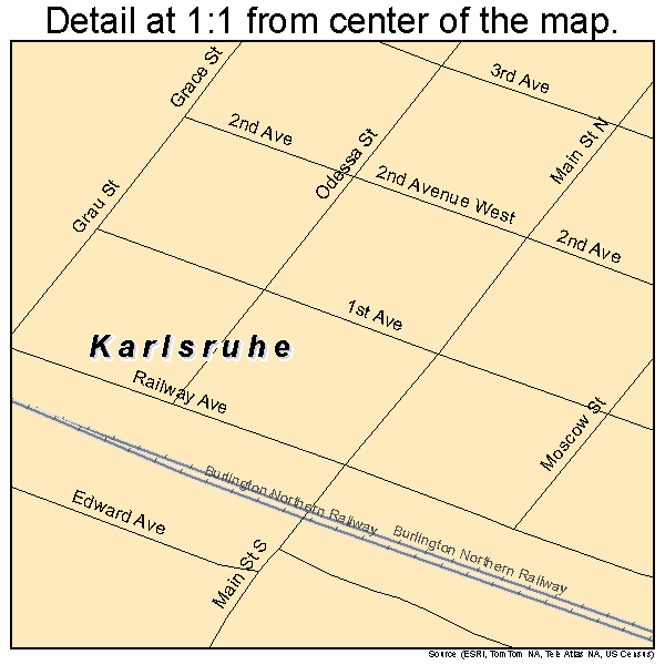 Karlsruhe, North Dakota road map detail