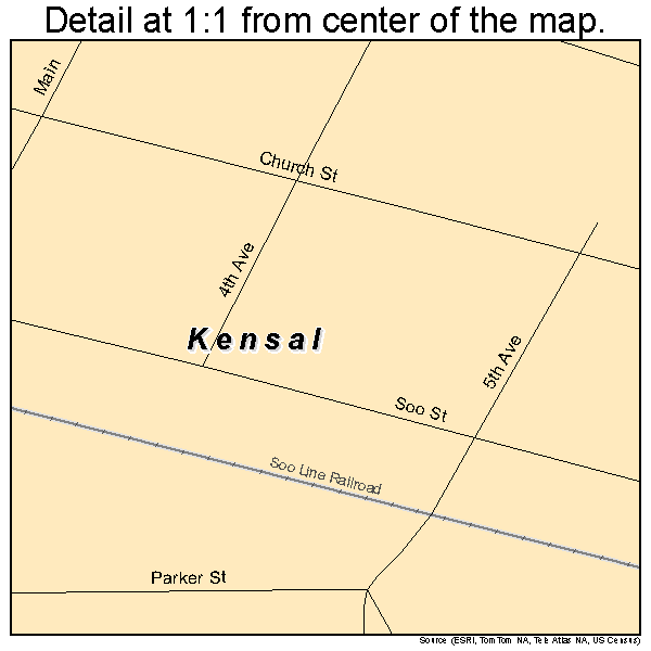 Kensal, North Dakota road map detail