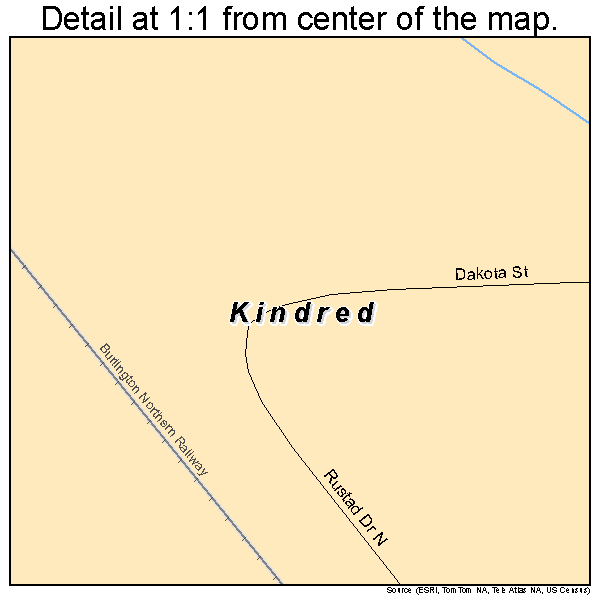 Kindred, North Dakota road map detail