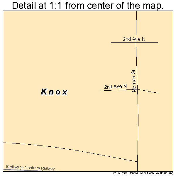 Knox, North Dakota road map detail