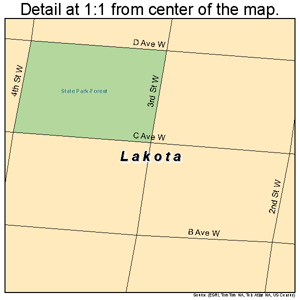 Lakota, North Dakota road map detail