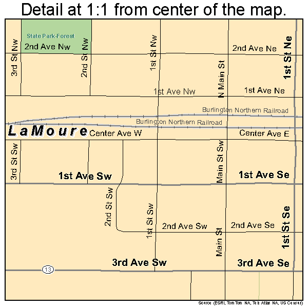 LaMoure, North Dakota road map detail