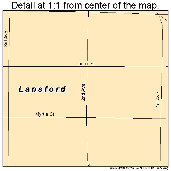 Lansford, North Dakota road map detail