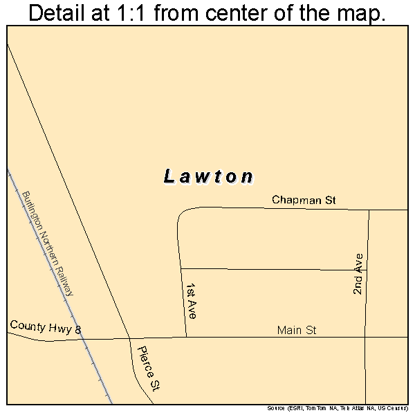 Lawton, North Dakota road map detail