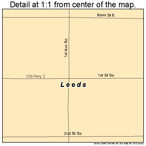 Leeds, North Dakota road map detail