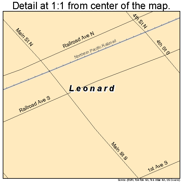 Leonard, North Dakota road map detail
