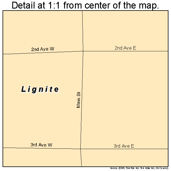 Lignite, North Dakota road map detail