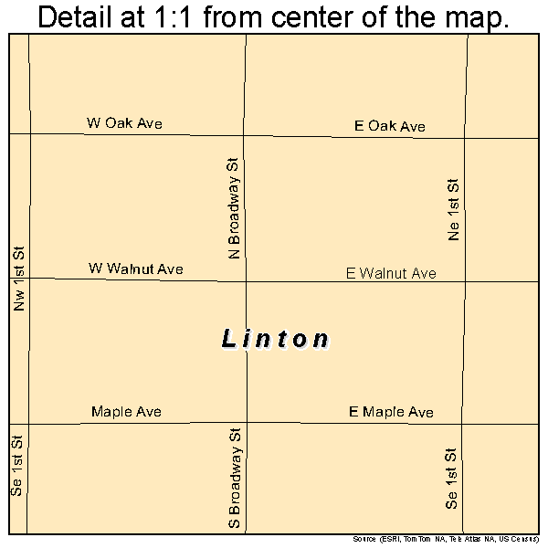 Linton, North Dakota road map detail