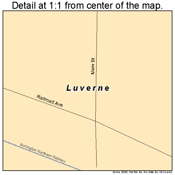Luverne, North Dakota road map detail